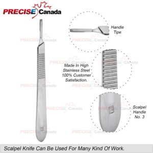 1 Stainless Steel Scalpel Knife Handle #3 With 20 Sterile Scalpel Blades #10 & #12 (Pc Brand)