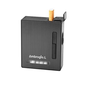 Ambrogio.L Full Pack 20 Regular Cigarettes Case/Box with Arc Lighter USB Rechargeable, Flameless, Windproof,Moisture-Proof