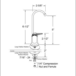 Westbrass R203-NL-62 6" Touch-Flo Style Pure Water Dispenser Faucet, Matte Black