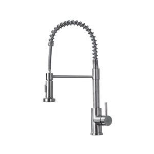 kitchen faucet with pull down sprayer, spring single handle kitchen sink faucets modern brushed nickel pull-out spring kitchen stainless steel kitchen faucets for camper farmhouse rv bar kitchen sinks