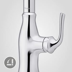 Pfister Rosslyn Kitchen Faucet with Pull Down Sprayer and Soap Dispenser, Single Handle, High Arc, Polished Chrome Finish, F5297RSSRC