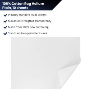 Pacific Arc Drafting Vellum Sheets, 10-Sheets 11 x 17 inches Paper Rag Vellum