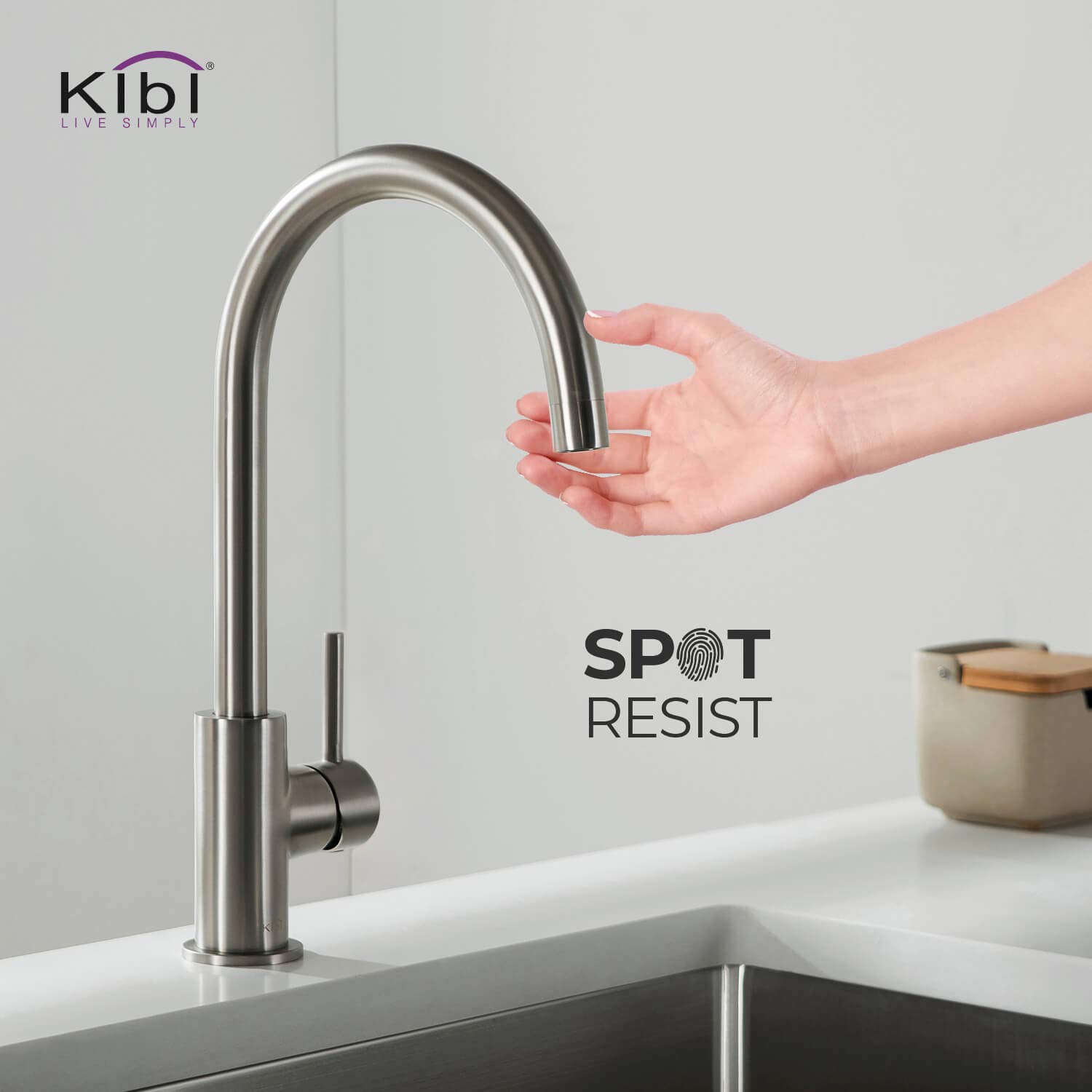 KIBI Lowa Single Handle Bar Sink Faucet with 360 Degree Swivel Spout | Single Hole High Arc Faucet for Kitchen Sink (Brushed Nickel) (KKF2001) (Soap Dispenser included)