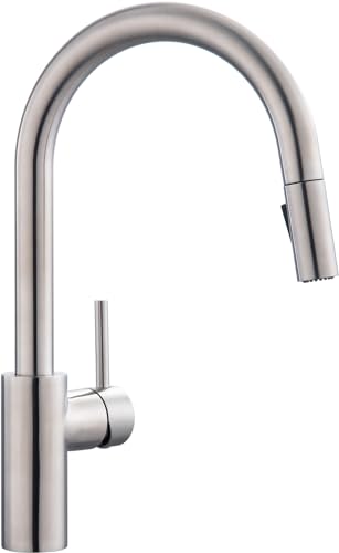 Darnok 79724SS Costa Brushed Nickel Kitchen Faucet with Pull Down Sprayer, 15-Inch High Arc Single Handle Kitchen Sink Faucet, Stainless Steel