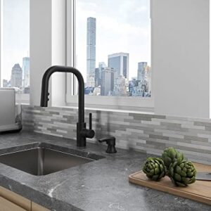 Pfister Zanna Kitchen Faucet with Pull Down Sprayer and Soap Dispenser, Single Handle, High Arc, Matte Black Finish, F5297ZNRB