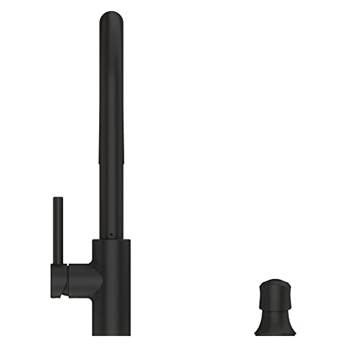 Pfister Zanna Kitchen Faucet with Pull Down Sprayer and Soap Dispenser, Single Handle, High Arc, Matte Black Finish, F5297ZNRB