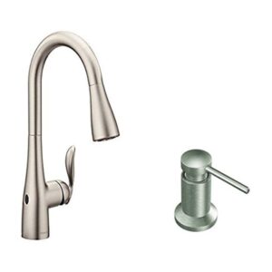 Moen 7594EWSRS Arbor Motionsense Wave Sensor Touchless One-Handle High Arc Pulldown Kitchen Faucet Featuring Reflex, Spot Resist Stainless with Kitchen Soap and Lotion Dispenser