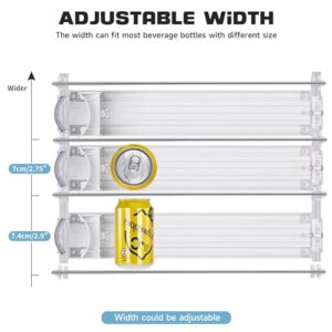 iklestar Upgrade Drink Organizer for Fridge, Self-Sliding soda Can Dispenser for Refrigerator and Adjustable Width, 12oz to 20oz holds 15+ Cans(3 Rows, 38 CM)