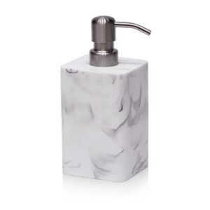 suanti white marble style hand soap dispenser, refillable liquid decorative soap dispenser for bathroom countertop and kitchen (14.5 oz)
