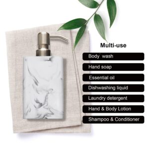 Suanti White Marble Style Hand Soap Dispenser, Refillable Liquid Decorative Soap Dispenser for Bathroom Countertop and Kitchen (14.5 Oz)