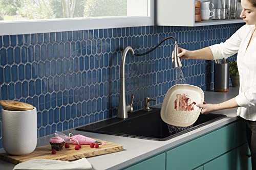 KOHLER R26281-SD-VS Maxton Touchless Pull-Down Kitchen Faucet with Soap Dispenser, Kitchen Sink Faucet with Pull Down Sprayer, Touchless Activation Faucet, Vibrant Stainless