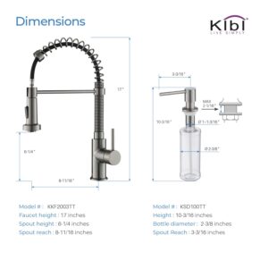 KIBI Aurora Single Handle Spring Pull Down Faucet for Kitchen Sink | Solid Brass High Arc Faucet Spout | Kitchen Faucet with Pull Down Sprayer (Titanium) (KKF2003) (Soap Dispenser included)