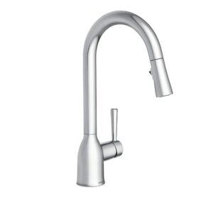 Moen 87233 Adler Chrome One-Handle High Arc Kitchen Sink Faucet Bundle with Moen 3942 Chrome Deck Mounted Kitchen Soap Dispenser with Above The Sink Refillable Bottle