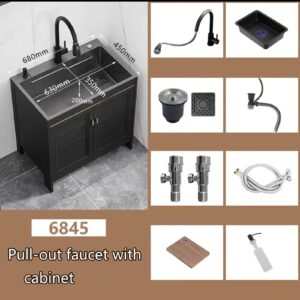 Commercial Sink Kitchen Kitchen Sink Cabinet With Cabinet Utility Sinks For A Laundry Room High Arc Stainless Faucet Soap Dispenser And Spacious Vanity For Room Easy To Store. ( Color : Pull-out fauce