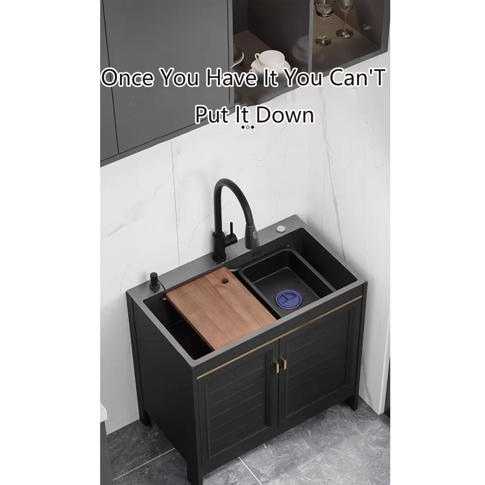 Commercial Sink Kitchen Kitchen Sink Cabinet With Cabinet Utility Sinks For A Laundry Room High Arc Stainless Faucet Soap Dispenser And Spacious Vanity For Room Easy To Store. ( Color : Pull-out fauce