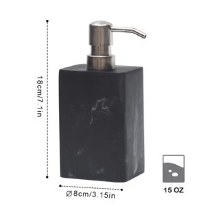 Suanti Soap Dispenser, Black Marble Style Soap Dispenser with Brushed Nickel Pump,Refillable Liquid Square Decorative Soap Dispenser for Hand Soap,Dishwashing Liquid and Hand Lotion (15 Oz)