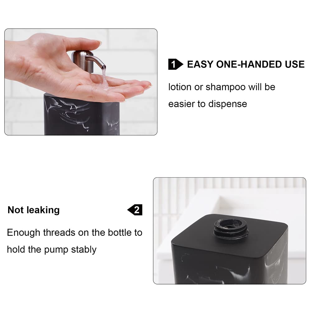 Suanti Soap Dispenser, Black Marble Style Soap Dispenser with Brushed Nickel Pump,Refillable Liquid Square Decorative Soap Dispenser for Hand Soap,Dishwashing Liquid and Hand Lotion (15 Oz)