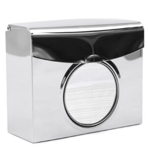 Tissue Box Holder Stainless Steel Wall Mount Tissue Dispenser Arc-Shape Tissue Outlet Square Tissue Box for Bathroom Toilet Kitchen