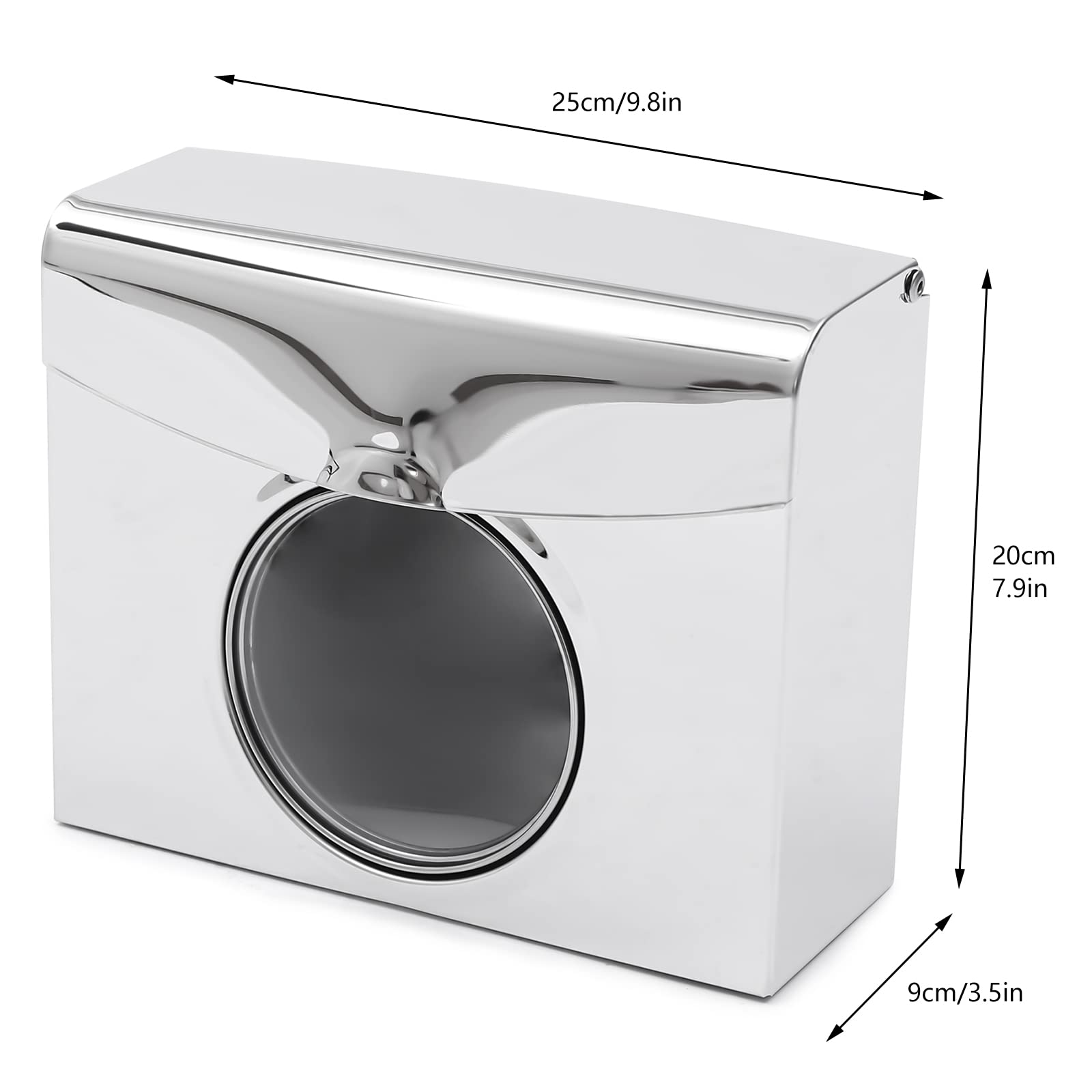 Tissue Box Holder Stainless Steel Wall Mount Tissue Dispenser Arc-Shape Tissue Outlet Square Tissue Box for Bathroom Toilet Kitchen