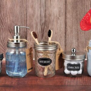 Mason Jar Liquid Soap Dispenser Lids - 304 Stainless Steel Pumps & Lids for 16oz Regular Mouth Mason Jar-Rustic/Farmhouse Decor, for Hand Soap,Dish Soap, Lotions/Brushed Nickel-6 Pack, 2 Long Tubes