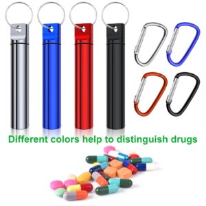 4 Pieces Portable Metal Toothpick Holders, Aluminum toothpick dispenser Pocket Toothpick Holder, Small Pill Case for Purse Pill Container Pill Holder for Outdoor Picnic Travel and Camping