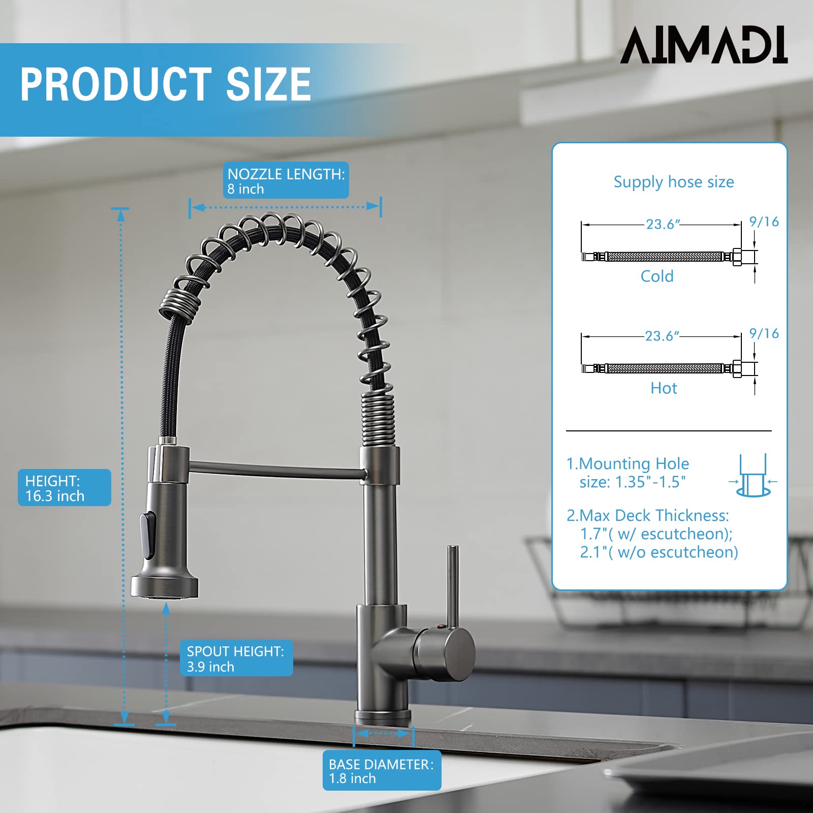 Kitchen Faucet with Sprayer AIMADI,Farmhouse High Arc Single Handle Spring Kitchen Sink Faucet Modern rv Stainless Steel Pull Down Kitchen Faucets,Grifos De Cocina