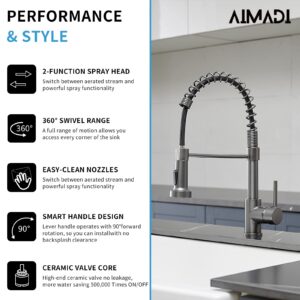 Kitchen Faucet with Sprayer AIMADI,Farmhouse High Arc Single Handle Spring Kitchen Sink Faucet Modern rv Stainless Steel Pull Down Kitchen Faucets,Grifos De Cocina