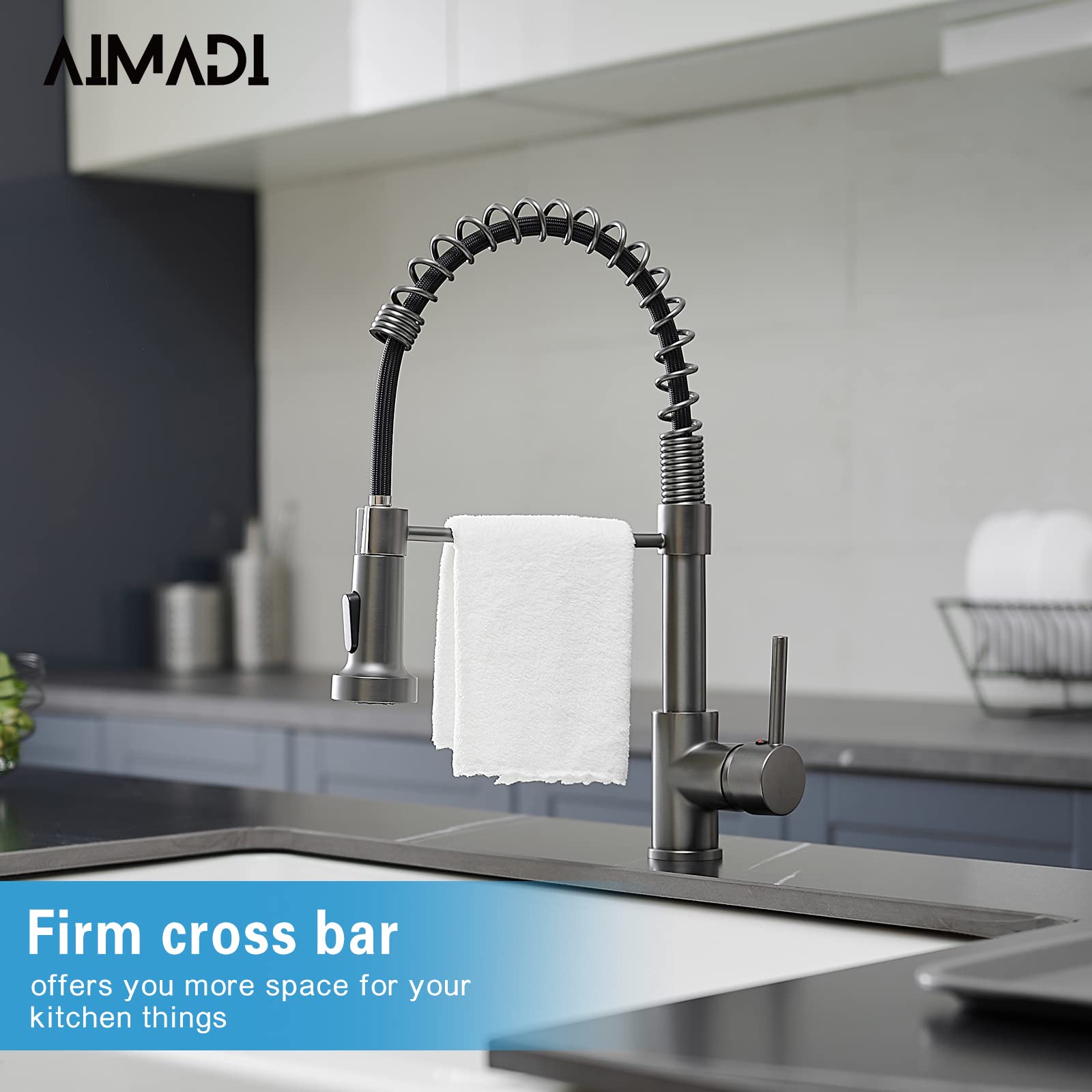 Kitchen Faucet with Sprayer AIMADI,Farmhouse High Arc Single Handle Spring Kitchen Sink Faucet Modern rv Stainless Steel Pull Down Kitchen Faucets,Grifos De Cocina