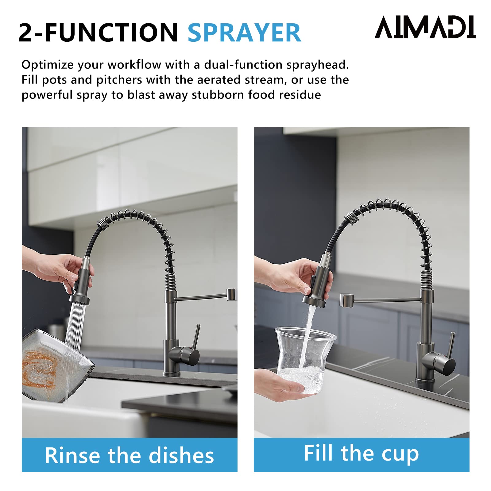 Kitchen Faucet with Sprayer AIMADI,Farmhouse High Arc Single Handle Spring Kitchen Sink Faucet Modern rv Stainless Steel Pull Down Kitchen Faucets,Grifos De Cocina