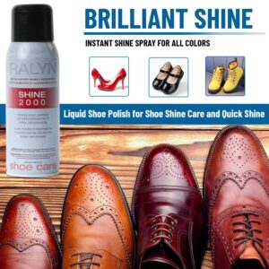 Ralyn 11oz Shoe Shine 2000 Quick Shine - No Buffing Needed- Leather Polish For Shoes, Bags, Furniture, Wallets, Purses - Liquid Shoe Polish for Shoe Shine Care and Quick Shine