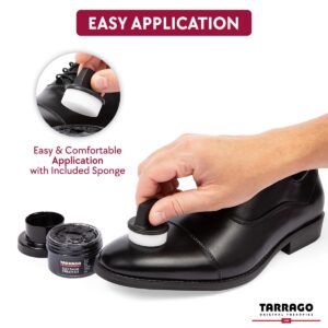 Tarrago Self Shine Shoe Polish with Applicator – Quick Shine Shoe Cream for Leather Boots and Shoes - 1.76 Fl. Oz – Black #18