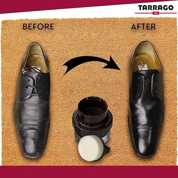 Tarrago Self Shine Shoe Polish with Applicator – Quick Shine Shoe Cream for Leather Boots and Shoes - 1.76 Fl. Oz – Black #18