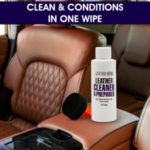 Leather Hero Cleaner & Restorer - 4oz (Makes 16oz) - Safe for All Smooth Leather - Made in USA
