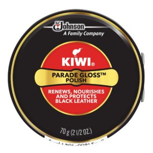 kiwi black parade gloss shoe polish and shine | leather shoe care for dress shoes and boots | carnuba wax | 2.5 oz