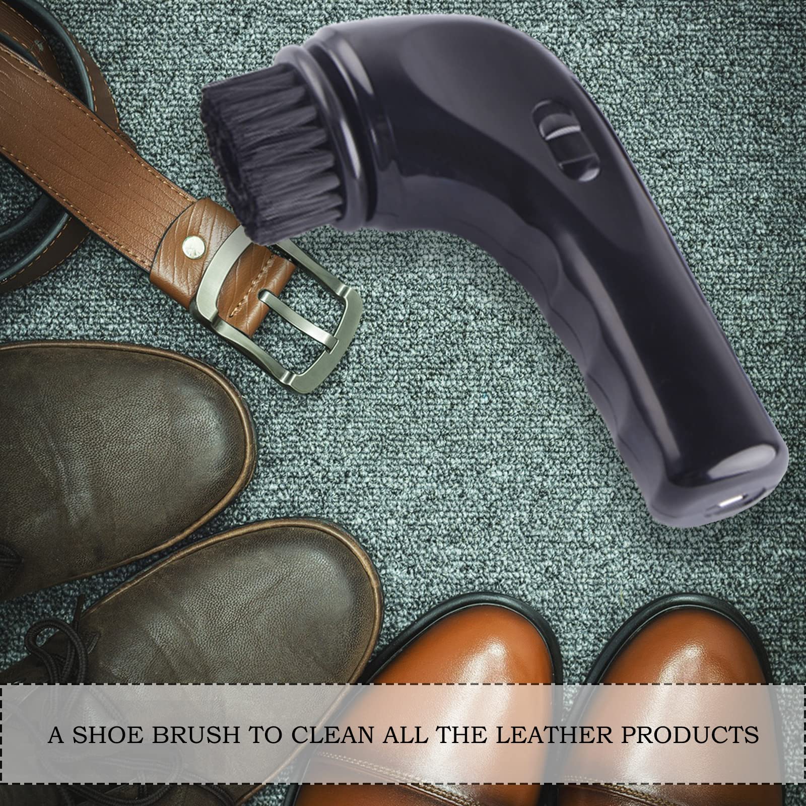 Electric Shoe Brush, Portable Shoe Shine Kit, Shoe Buffer Kit Leather Care Clean Boot Polisher, Premium Electric Shoe Polisher for Boots, Shoes, Bag, Sofa, Leather Care