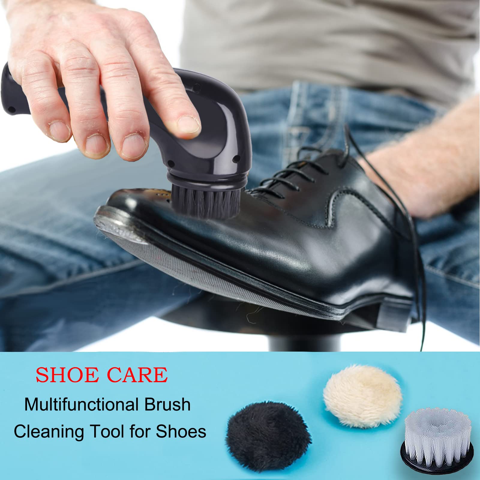 Electric Shoe Brush, Portable Shoe Shine Kit, Shoe Buffer Kit Leather Care Clean Boot Polisher, Premium Electric Shoe Polisher for Boots, Shoes, Bag, Sofa, Leather Care
