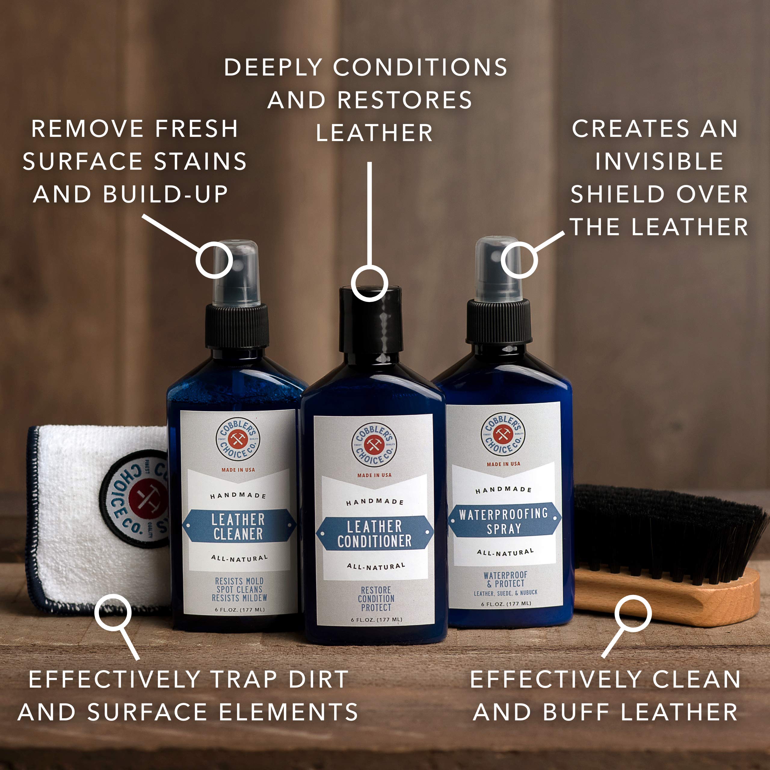 Cobbler's Choice Essential Leather Kit - Premium Shoe Care - All Natural Ingredients - Unbeatable Quality!