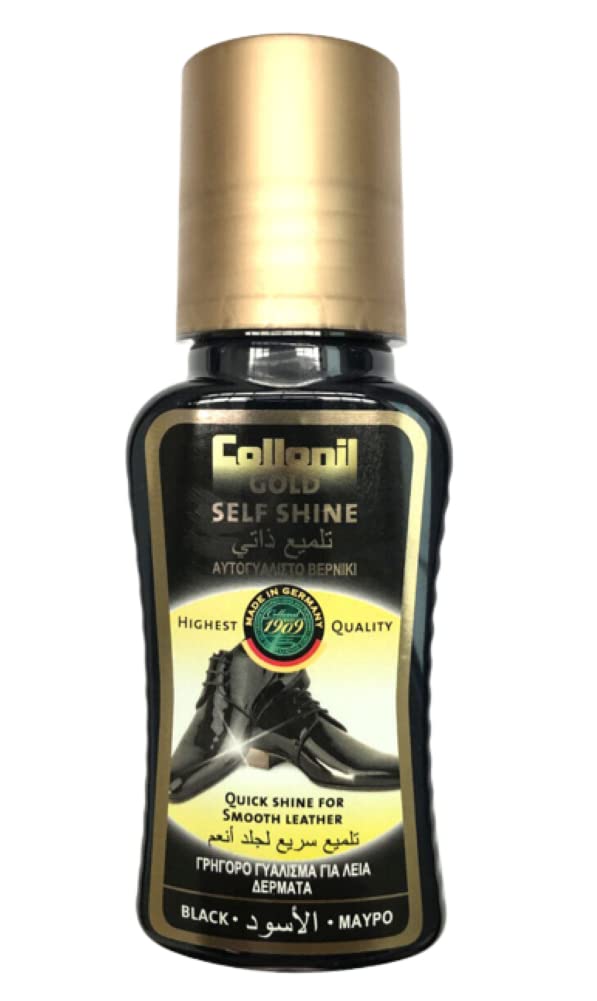 Leather Shoe Polish Self Shine by Collonil - Black - Bring Back The Shine of Smooth Leather Shoes - Quick & Easy to use - Made in Germany - 4.22 Fl Oz