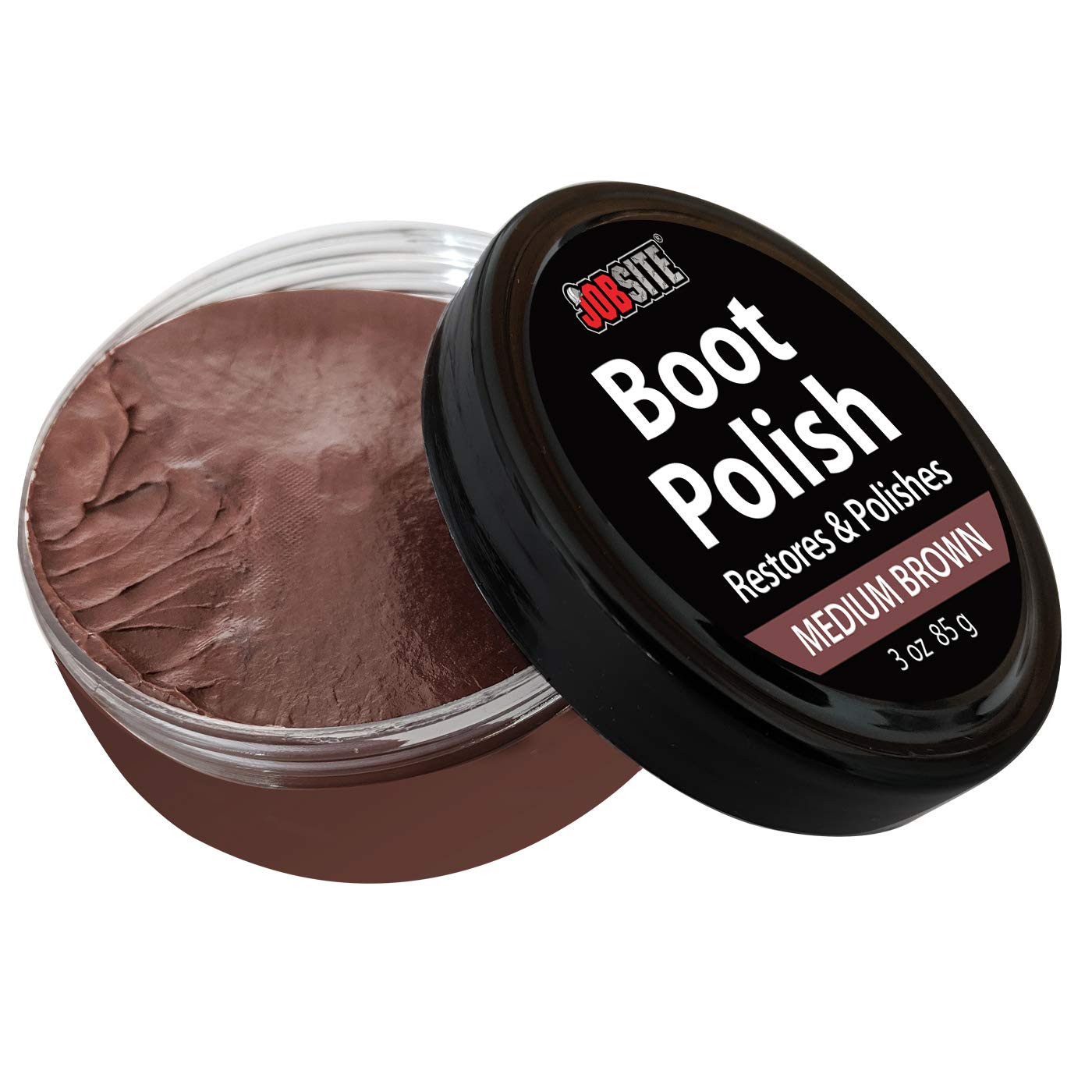 JobSite Premium Leather Boot & Shoe Polish Cream - Restores, Conditions & Polishes - Medium Brown - 3 oz