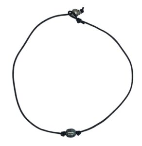 tahitian black pearl on black leather chain