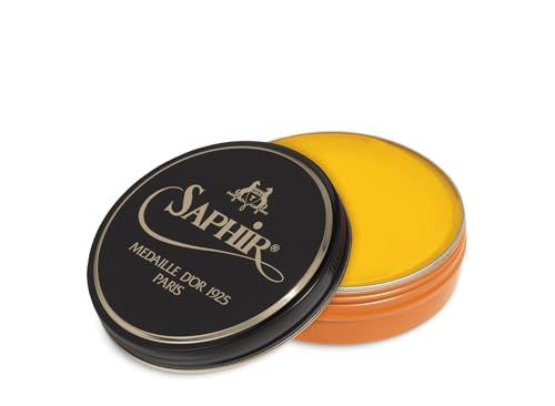 SAPHIR Medaille d’Or Pate De Luxe - Natural Wax Shoe Polish for Leather Shining - 50ml - Wax Yellow