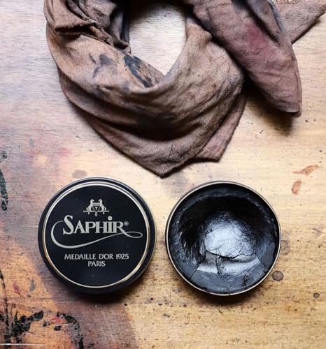 SAPHIR Medaille d’Or Pate De Luxe - Natural Wax Shoe Polish for Leather Shining - 50ml - Wax Yellow