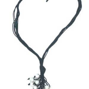 White Baroque Pearl Y-necklace on Black Leather Cord