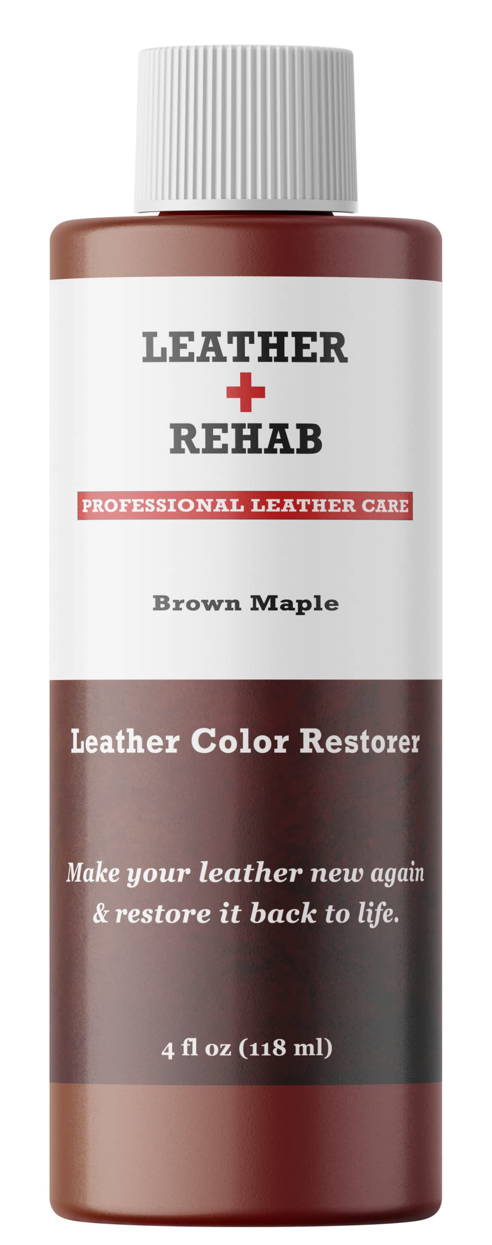 Leather Rehab Leather Color Restorer - Brown Maple - Repair Furniture, Couch, Car Seat, Shoes, Jacket and Boots - 4 oz.