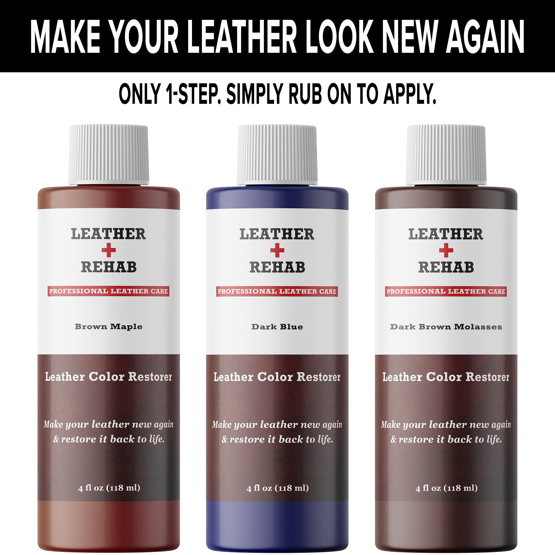 Leather Rehab Leather Color Restorer - Brown Maple - Repair Furniture, Couch, Car Seat, Shoes, Jacket and Boots - 4 oz.