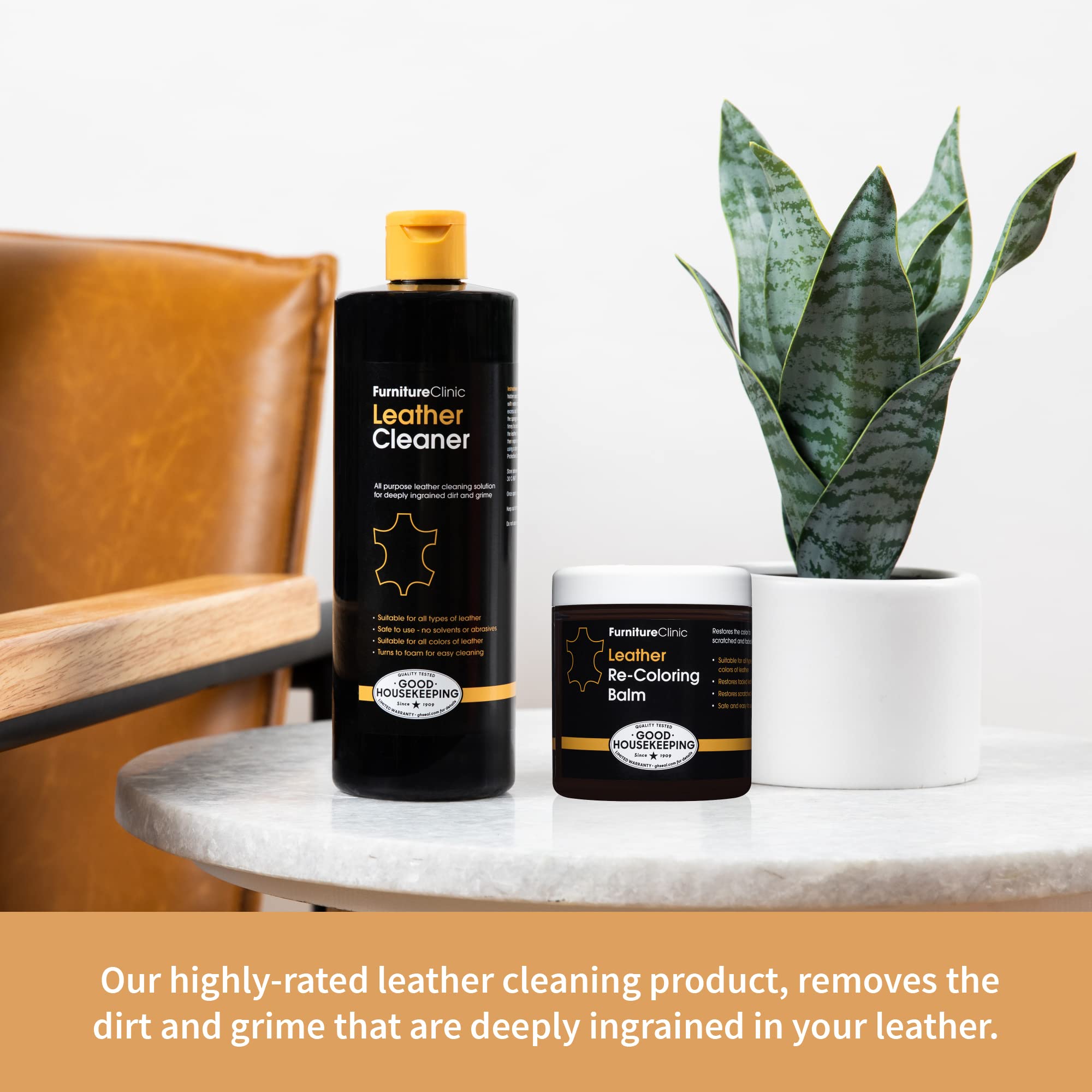 Furniture Clinic Leather Easy Restoration Kit | Includes Leather Recoloring Balm & Leather Cleaner, Sponge & Cloth | Restore & Repair Sofas, Car Seats & More (Navy Blue)