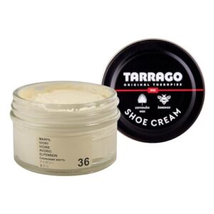 tarrago shoe cream professional shoe polish for leather boots, shoes, purse, furniture eco friendly leather conditioner 1.7oz - ivory #36