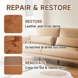 SANPAIR Leather Recoloring Balm Dark Brown & Mink Oil, Leather Couches Color Restorer,Leather Scratch Repair Cream, Brown Leather Dye, Dark Brown Leather Stain, Leather Restoration Kit for Furniture