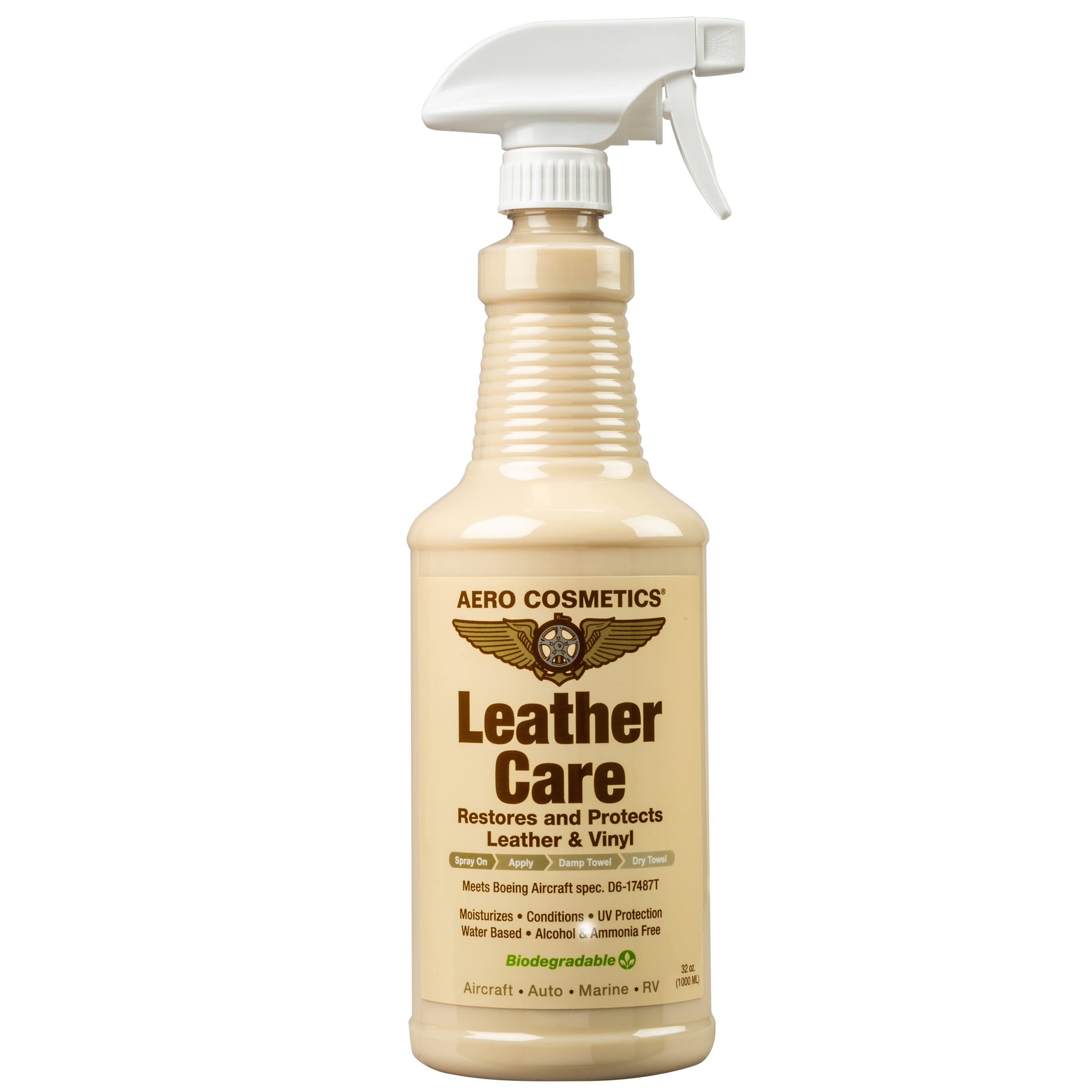 Leather Care Conditioner, UV Protectant, Aircraft Grade Leather Care, Better Than Automotive Products. Excellent for Furniture, car Seats & RV 's, Does not Leave Dirt attracting Residue, 32oz