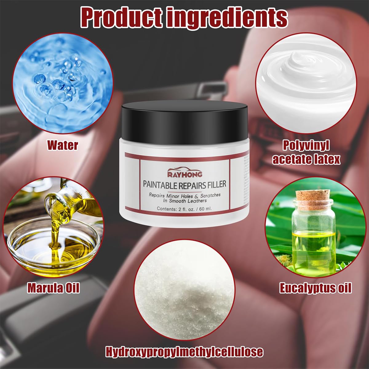 Alkyne Leather Filler,Leather Filling Paste,New Car Leather Filler Repair Cream,Leather Color Restorer Conditioner for Filling or Repairing Holes Scratches (1pc)